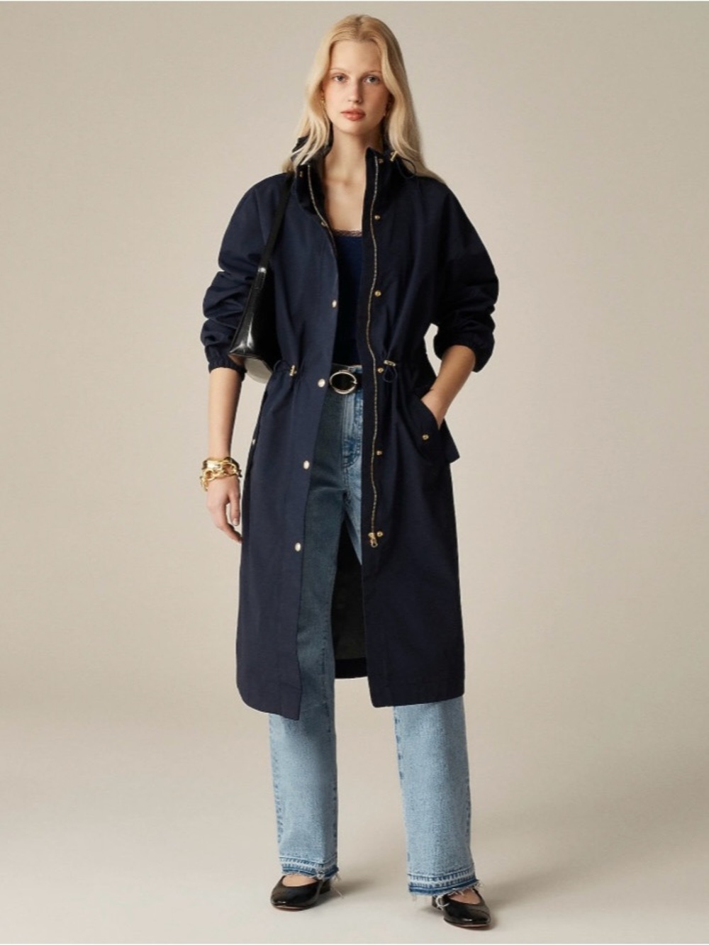 NWT J. Crew Perfect Raincoat Navy Blue